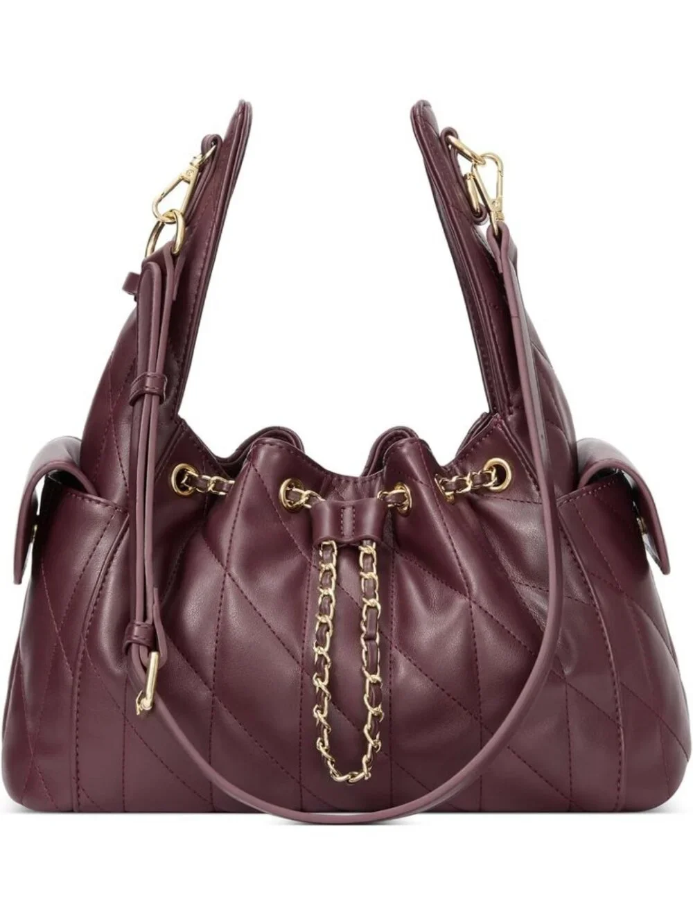Quilted Leather Tote Bag for Women, Soft Slouchy Hobo Purse with Adjustable